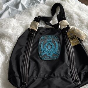 Juicy Couture Large Black Tote with Blue Crest Vintage